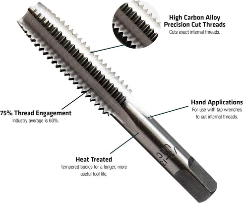 Carbon Steel Tap, 7/16-14NC, Century Drill & Tool 95109
