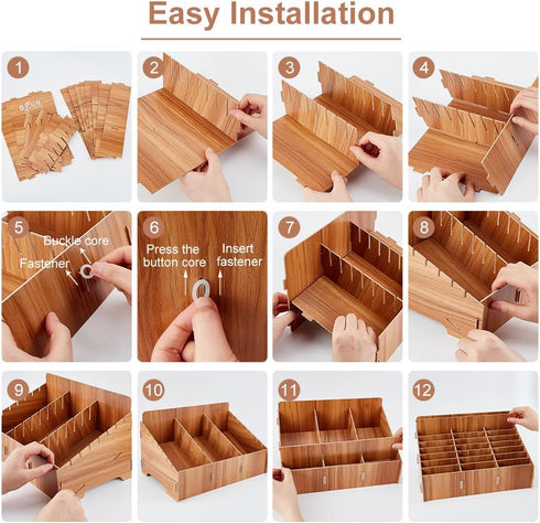 BENECREAT 24-Grid Wooden Cell Phone Storage Box, Mobile Phone Management Organizer for Office