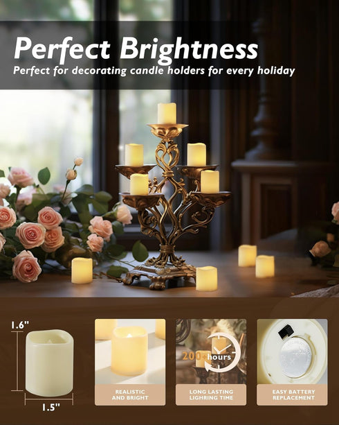 Homemory 24Pack Flickering Flameless Votive Candles, 200+Hour Battery Operated LED Tealight for Wedding Decor and
