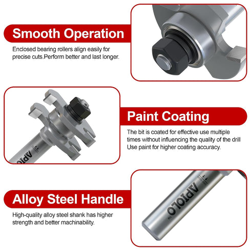 2 Set 1/2 Inch 3 Professional PCS Tongue and Groove Router Bit Shank, Teeth T Shape Wood Milling Cutter Woodworking