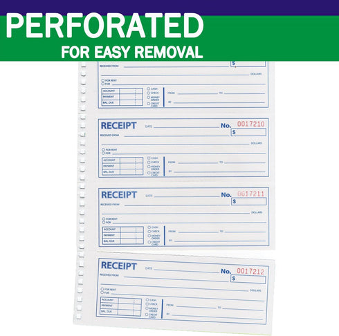 Gimehome 2-Part 7-5/8" 11" 200 Sets 4 Page(1pack) Money and Rent Receipt Book Carbonless x Spiral Bound per Book