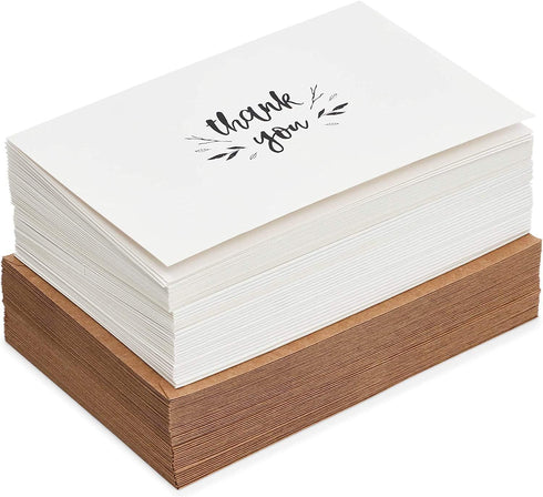 Generic Set, (Pack 24) Thank You Notes with Brown Kraft Envelopes, Thank You Cards Blank Inside, Handwritten Style