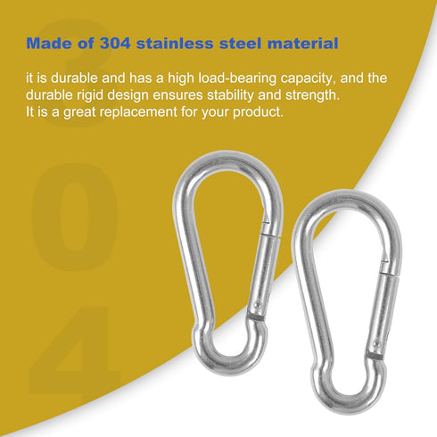 CNBTR 2 PCS 304 Stainless Steel Spring Snap Hook M8, 3.18 Inch Heavy Duty for Keys, Camping, Fishing, Hiking