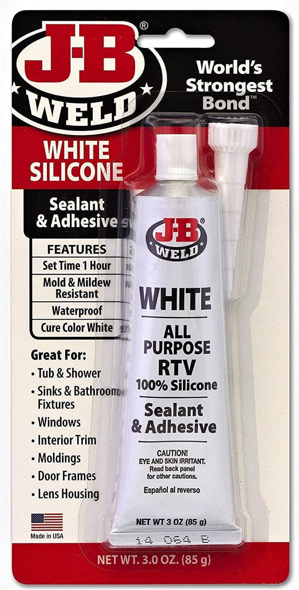 J-B Weld 31312 All-Purpose RTV Silicone Sealant and Adhesive, White - 3 oz.