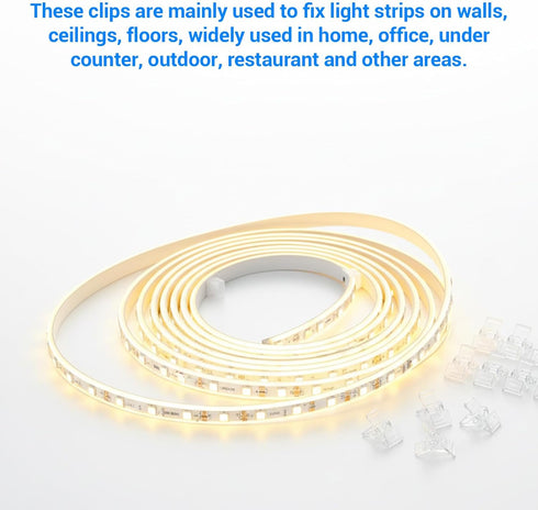 Quilax 30 Set 5-6mm Waterproof LED Strip Mounting Clips Holder, Translucent Rope Light Clips with Screws, Mounting