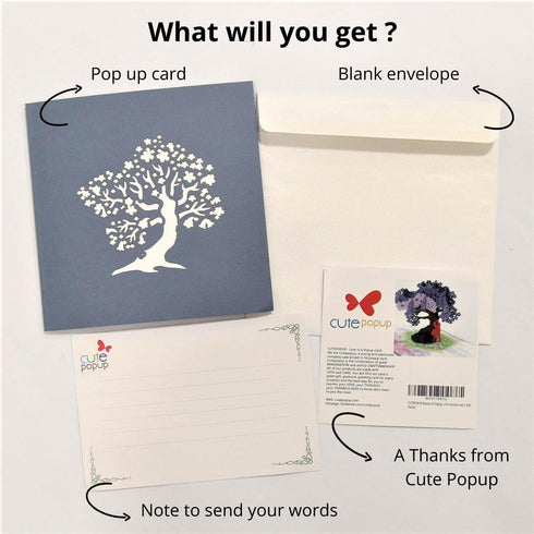CUTE POPUP Anniversary 3D Pop Up Card, Couple Under Jacaranda Design (6x8 inch)