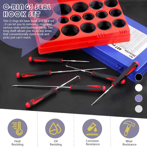 Swpeet 834Pcs O-Ring Washer Assortment Kit, SAE and Metric, Nitrile Rubber for Plumbing and Automotive