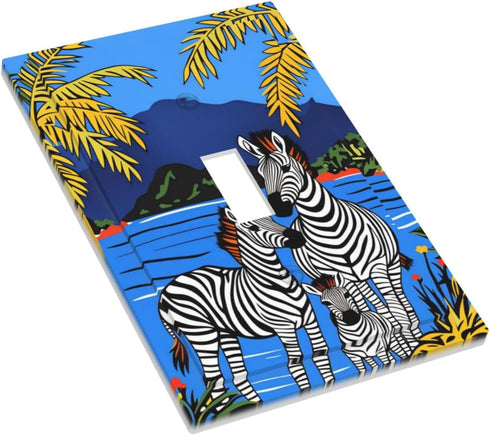 Sturin 1 3X5 Tropical Zebra and Mountain Wall Plate Light Switch Cover Gang Single Toggle Toggle Switch Art Plates