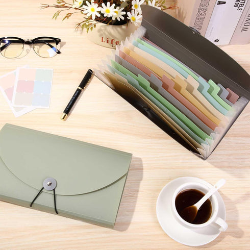 Harloon 2 Pack 13 Pockets Expanding File Folder with Cover and Labels, Mini Organizer for Office and Home