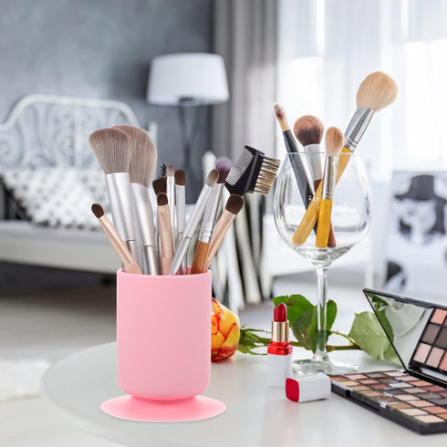 FOMIYES Silicone Suction Cup Pen Holder, Makeup Brush Holders, Desk Pencil Case Organizer, Non-Slip Storage Bucket