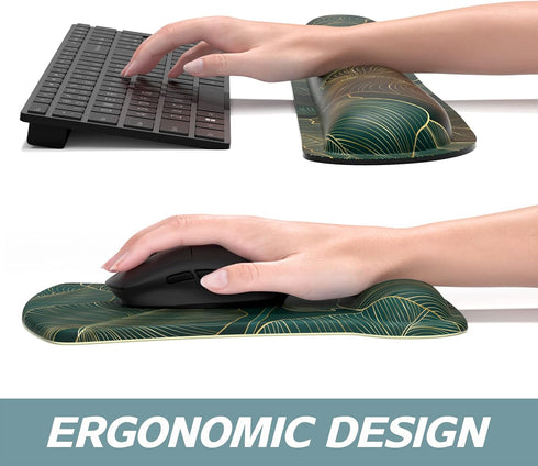 ITNRSIIET Mouse Pad Wrist Support, Ergonomic Non-Slip Memory Foam Keyboard Pad, Easy Typing Pain Relief for PC, Laptop,