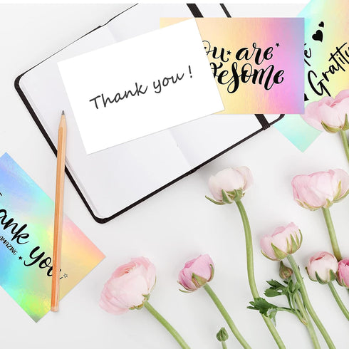 Outus 60 4 6 Inch Pcs Holographic Thank You Cards Appreciation Greeting Postcards You Are Awesome Making a Difference