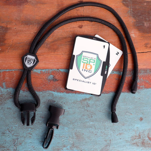 Metal Detector Friendly Lanyard with Badge Holder - 2 Card Display - Double Sided Open Face