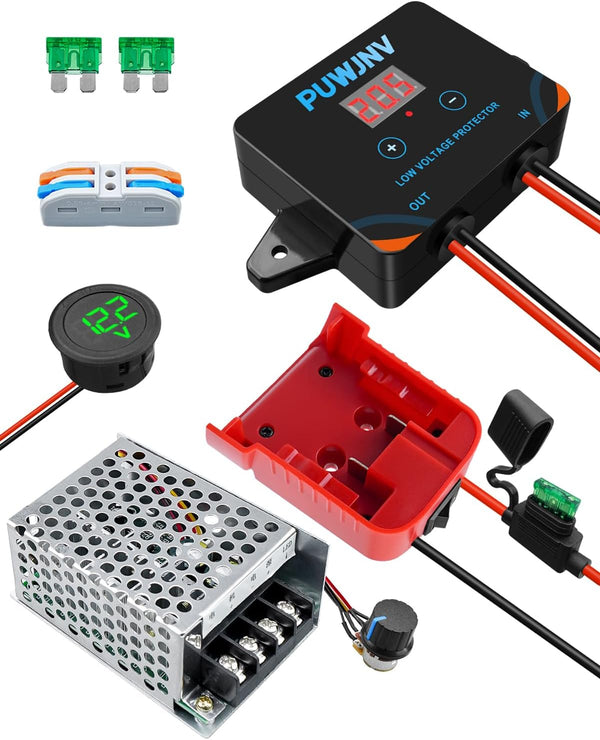 PUWJNV Power Wheel Battery Adapter Conversion Kit with Voltage Regulator Low Voltage Protector