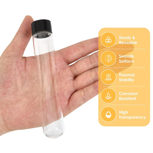 30ml Clear Glass Test Tubes with Screw Caps, Plastic Stoppers, 22 x 120mm, Leak-Proof, 6PCS