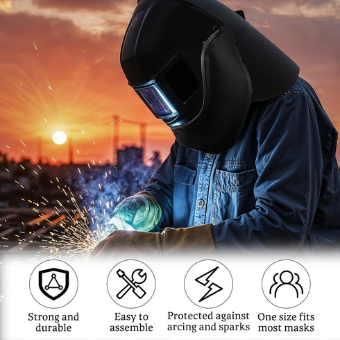 Exclaith 2 Set Pcs Welding Helmet Cover and Helmet Bib Helmets Extended Cover with Press Fit Seal Full Protection
