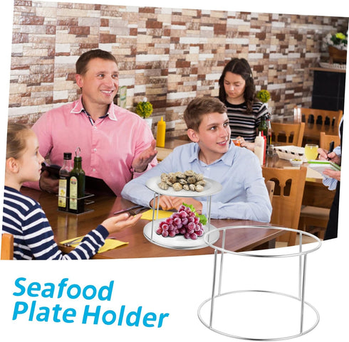 VOSAREA Stainless Steel Double Layer Seafood Display Rack Serving Tray Holder Practical Buffet Stand for Restaurants