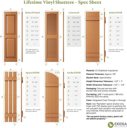 Ekena Millwork LVSL0012RD 3" (12/Bag), Lifetime Vinyl Shutter-Lok's Burgundy Red