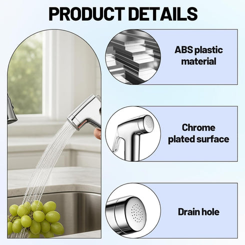Generic 1.2M Set Muslim Shower for Toilet, Handheld Bidet Sprayer with Hose, Holder, Bidet Attachment for Toilet