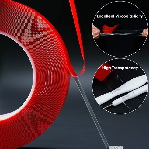 Double Sided Clear Tape, 20mm x 15M, Transparent Strong Acrylic Adhesive for Screen Repair