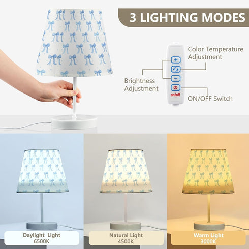 Kcldeci Lamps for Bedrooms Coquette Blue Ribbon Bow Bedside Table Lamps Nightstand Lamps for Living Room Reading Bed
