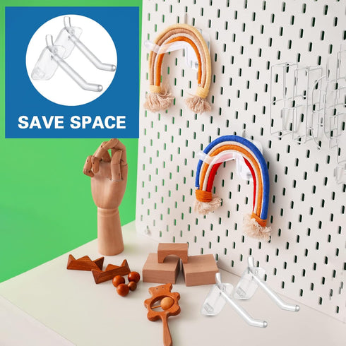 120 Pcs 2.4 Inch Plastic Pegboard Hooks for Peg Boards, Craft, Storage, Garage, Kitchen, Tools