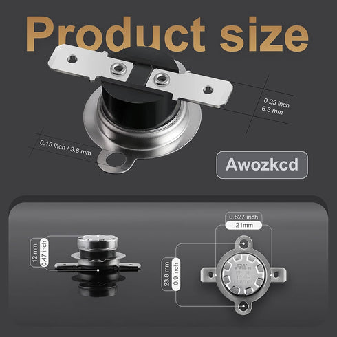 UL KSD301 Thermostat Switch Circuit, On at 70°C/158°F and Off at 55°C/131°F, Normally Open Snap Disc Thermal Switch, 2
