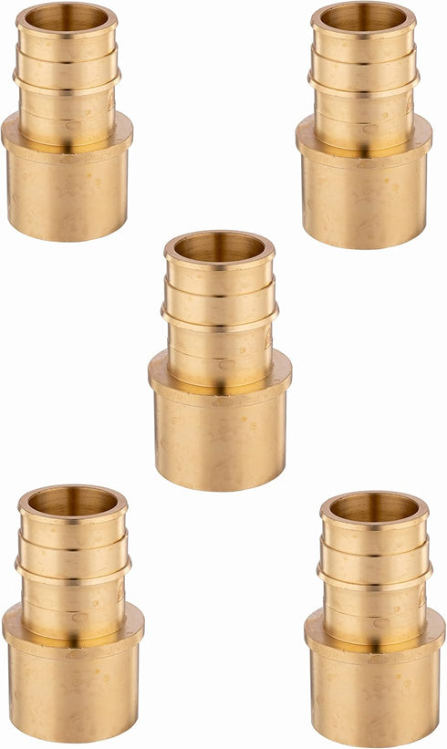 (Pack of 5) EFIELD Pex A Full Flow Expansion Brass Fitting 3/4"x 3/4" Female Sweat Adapter for Copper Pipe