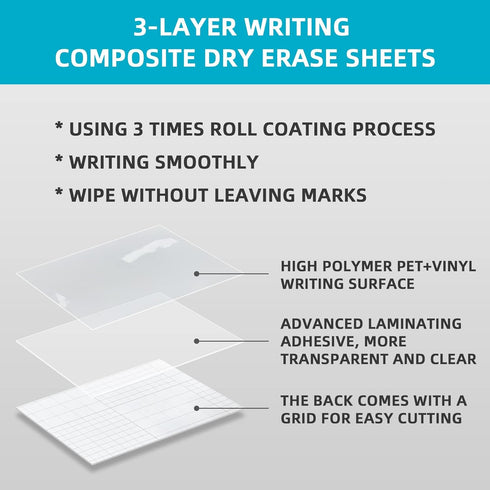 T&W SAME FILM 20 Pcs Dry Erase Board Sticker, Removable Whiteboard Stickers 8.3''x11.7'' for Wall/Desk/Refrigerator