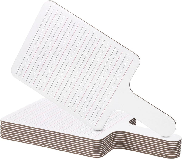 PATIKIL 11x6in Thickened Dry Erase Paddles, 10Pcs Handheld Double Side Square Answer Paddle for Teaching