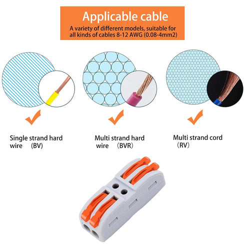 Nineleaf 20PK Push Quick Wire Connectors, Electrical Cable Connectors for Cables from 28 to 12AWG, Max 32A 600Volt