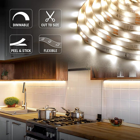 Armacost Lighting 12V 30 3000K 16 (5m), 16.4 (5m) 141232 RibbonFlex Home White LED Strip Light Tape LED/m ft ft