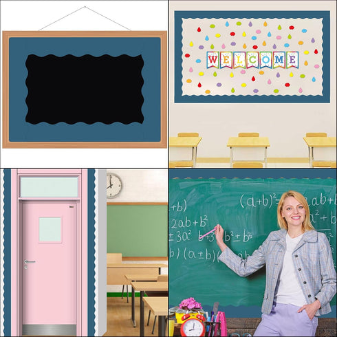 Slate Blue Scalloped Border Trim Bulletin Board for Classroom 52ft