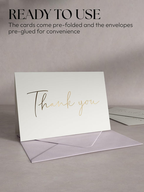 Twistionery Set 100 4x6 Thank You Cards & Envelopes - Blank Cards - Wedding, Baby Shower & More