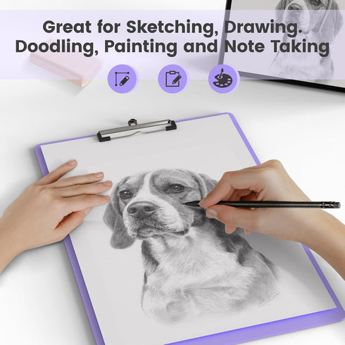 Set of 6 Extra Large 11x17 Clipboards, Plastic Drawing Boards with Horizontal & Vertical Low Profile Clip for Art
