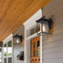 Black Outdoor Wall Lights, Farmhouse Exterior Wall Sconces Light Fixture with Seeded Glass, Modern Square Waterproof