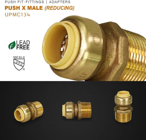 Everflow Supplies Pushlock UPMC134 - 1 Inch x 3/4 Inch Long Push X Male Adapter for PEX, CPVC & Copper