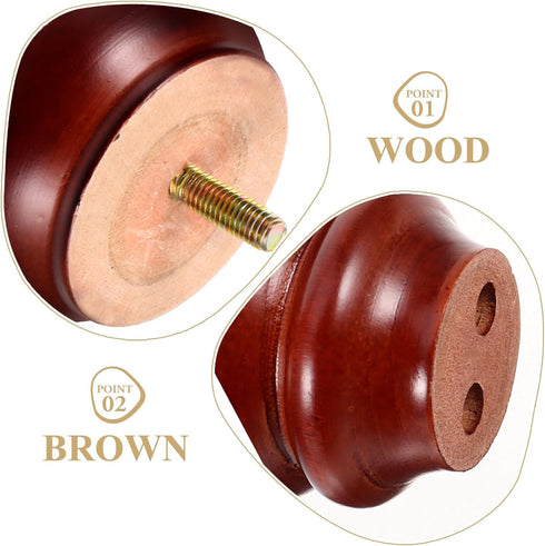 SHINEOFI 2pcs 8cm Solid Wood Furniture Legs with Threaded Screw, Red Wood Sofa and Cabinet Replacement Feet for Chairs