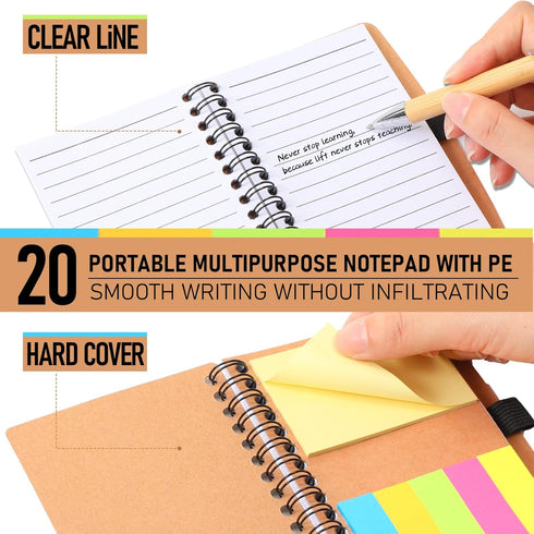 Chuangdi 20 Sets Employee Appreciation Gifts - Inspirational Spiral Notebook with Bamboo Pen
