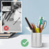 Metal Pen Holder for Desk, Round Aluminum Makeup Brush and Pencil Cup, Organizer for Office, Home, School (Silver)