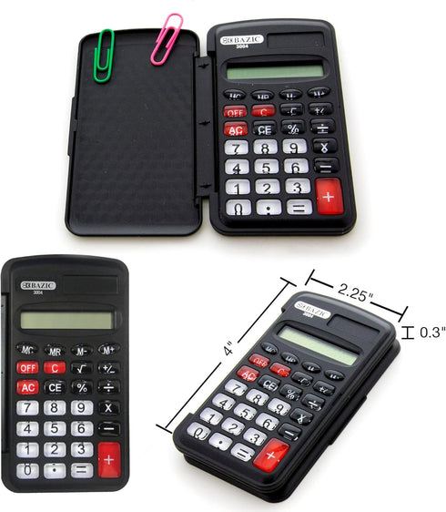 BAZIC Pocket Size Calculator, 8-Digit w/Flip Cover, Small Standard Function Electronics Calculators, Black, 1-Pack