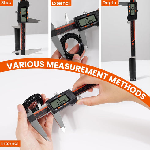 HARDELL Digital Caliper, 0-8 Inch Measuring Tool, Stainless Steel, Large LCD Screen, Waterproof Caliper for