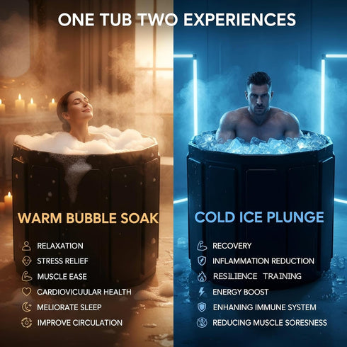 6-layer 25.9X27.5 Portable Bathtub for Adult, Foldable Soaking Bathtub for Hot SPA&Ice Bath, Foldable Small Bathtub