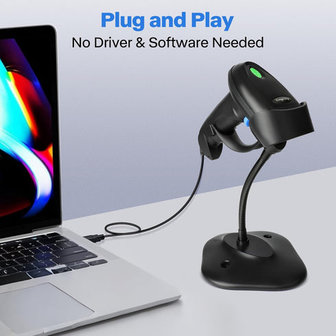 PecuMecu 2D PDF417 (TM-10CS) USB Barcode Scanner with Stand, Handheld QR Code Scanner Data Matrix Bar Code Reader