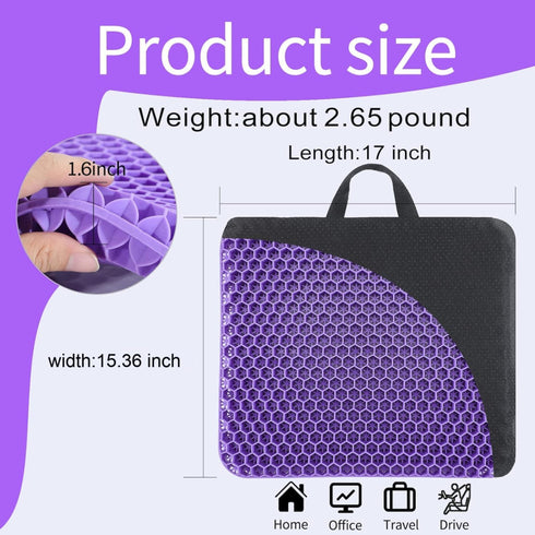 Fzitiy Gel Seat Cushion, for Long Sitting -Double Thick Gel Seat Cushion Breathable Honeycomb Chair Cushion