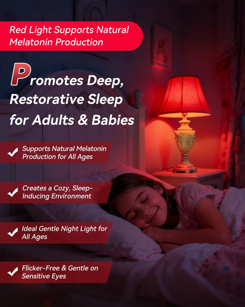 Neporal 7W 670nm Bulbs 100% Bulb, A19 60W Bulbs Reading,2 Pack Red Light for Sleep, Blue Light Blocking Red Light Night