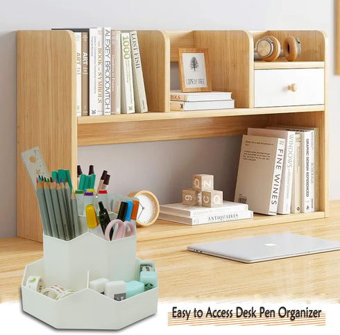 Upgrade 360 Degree Rotating Organizer Pencil Holder with 9 Slots, Multipurpose Desktop Storage Solution