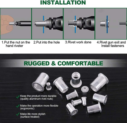 Keadic 100Pcs M5 Metric Rivet Nuts, Aluminum Flat Head Threaded Insert Nutserts for Automotive and Furniture Decoration