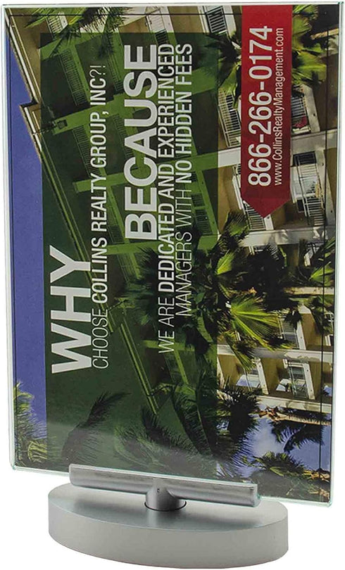 6 Pack 4" 6" Marketing Holders Rotating Sign Holder Double Sided Holds x Menus and Photos Clear with Green Edge Swivel
