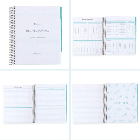 Erin Condren Spiral Coiled Recipe Prompted Notebook: Metallic Wet-Erase Cover with 160 Pages